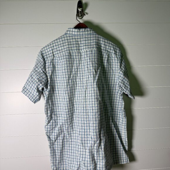 Double RL Ralph Lauren Short Sleeve Blue & White Check  Linen Blend Size Large - Picture 2 of 15